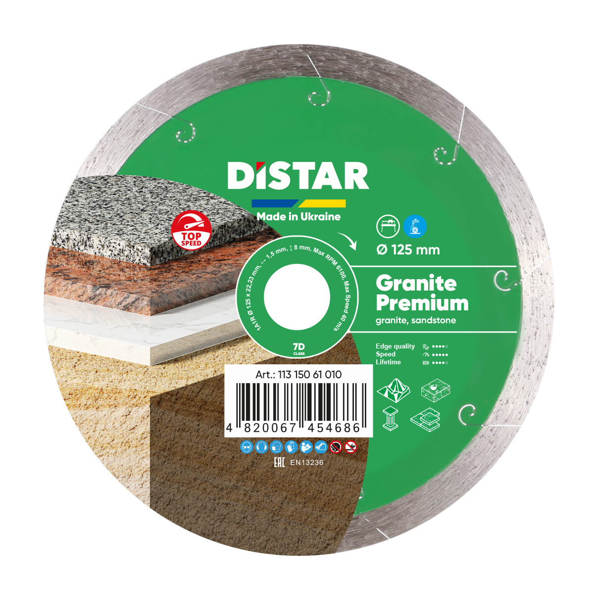 Diamanttrennscheibe 1A1R 125 Granite Premium